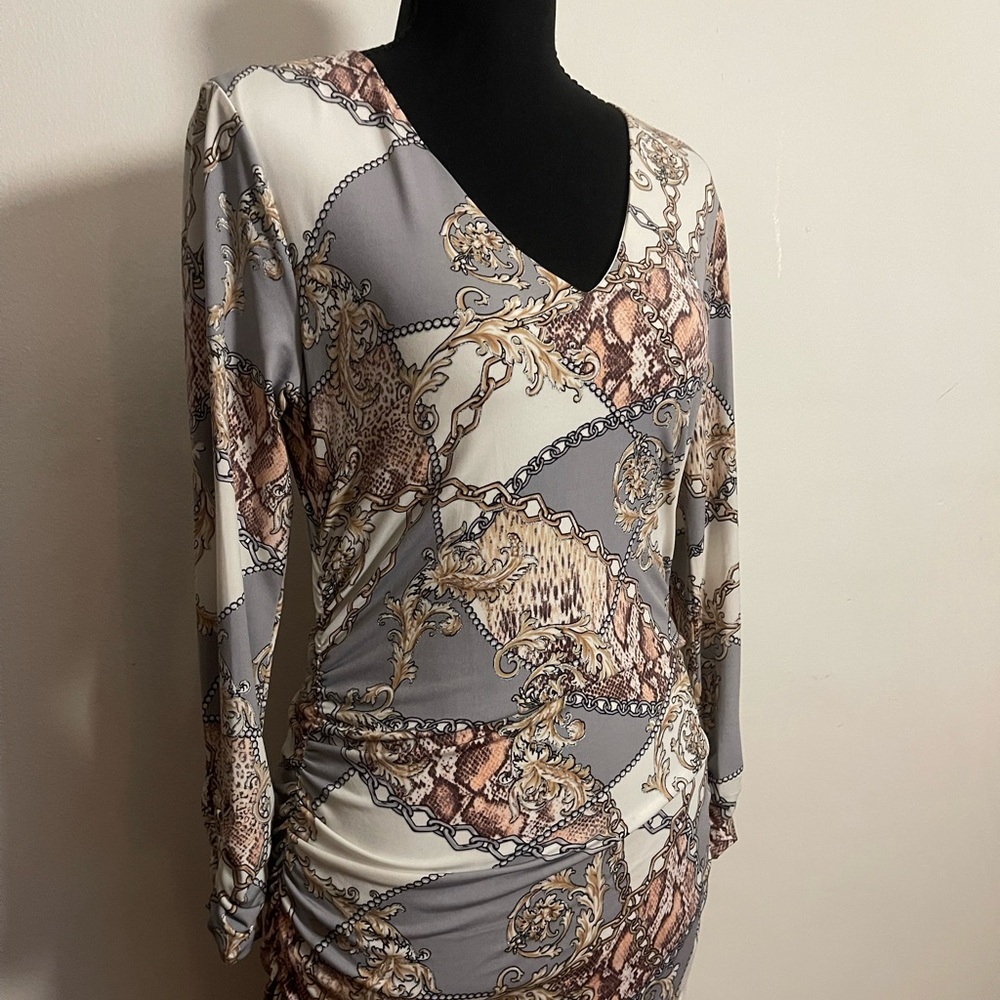 Cache Gray and Cream Women's Dress